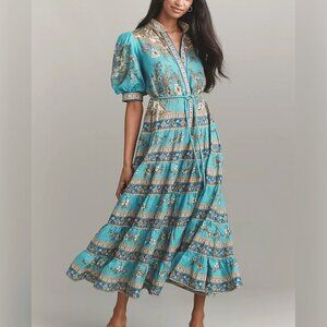 ALEMAIS Cassie puff-sleeve tiered dress
